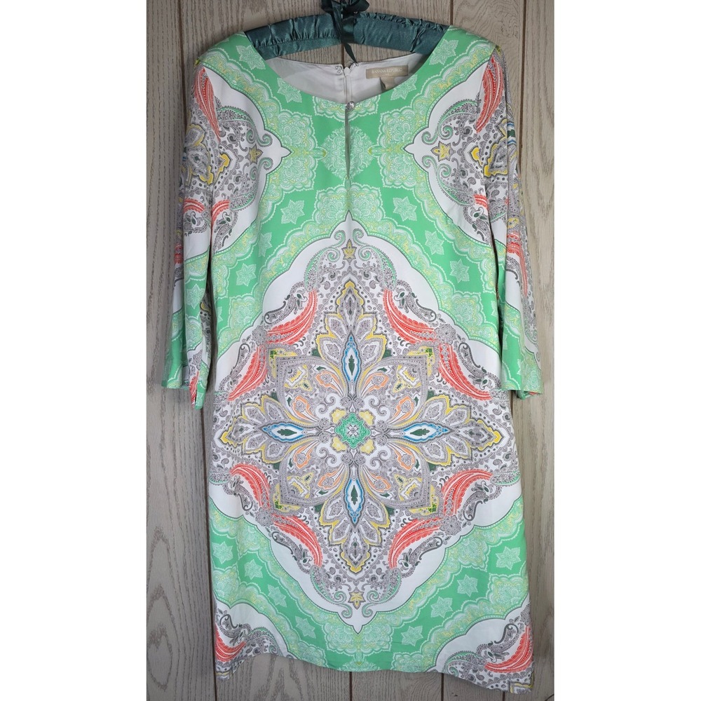 Banana Republic Green Paisley Medallion Keyhole Shift Dress Size 12